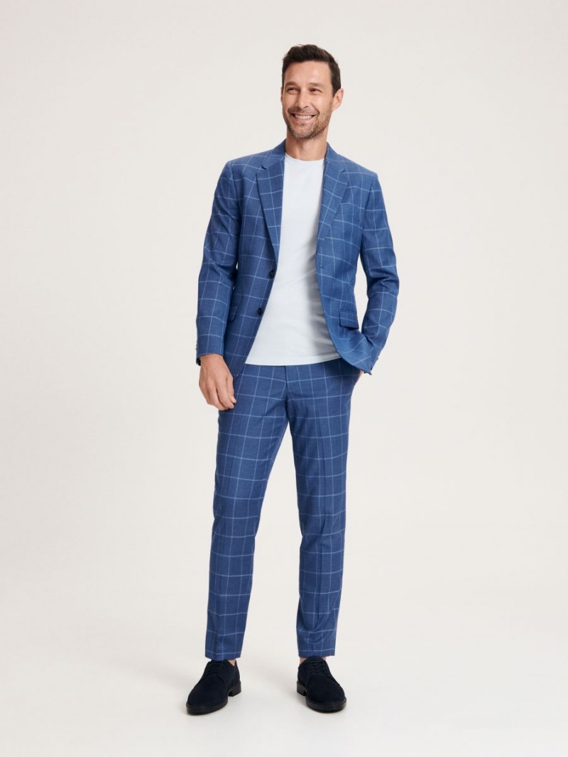 Reserved Slim fit checked trousers Granatowe | DMWTJOA-15