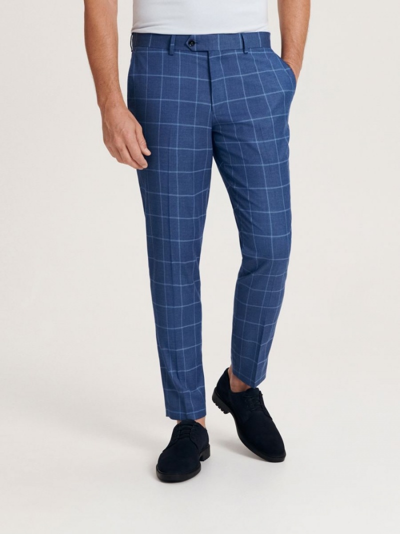 Reserved Slim fit checked trousers Granatowe | DMWTJOA-15