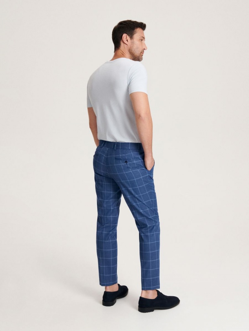 Reserved Slim fit checked trousers Granatowe | DMWTJOA-15