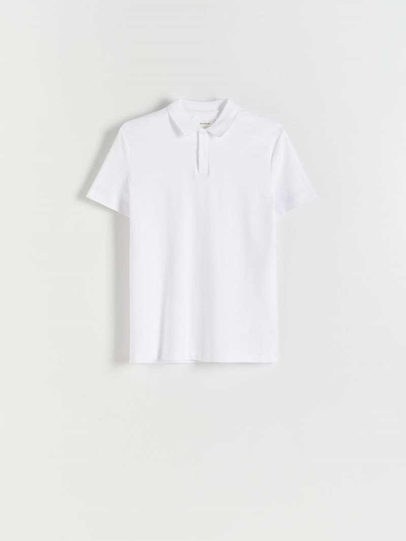 Reserved Slim fit polo shirt Białe | IRAEMLS-47