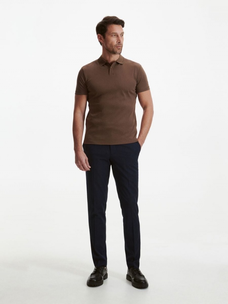 Reserved Slim fit polo shirt Brązowe | EFGZDAB-35