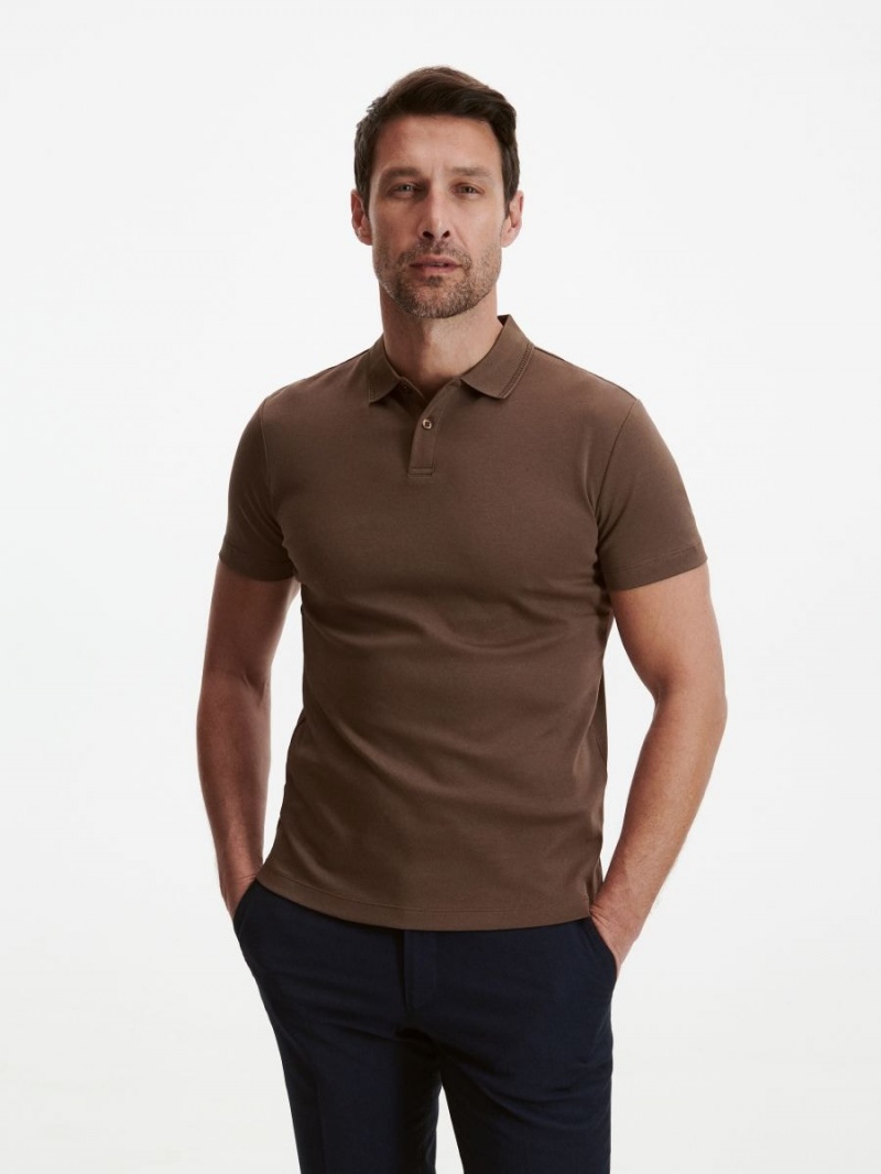 Reserved Slim fit polo shirt Brązowe | EFGZDAB-35