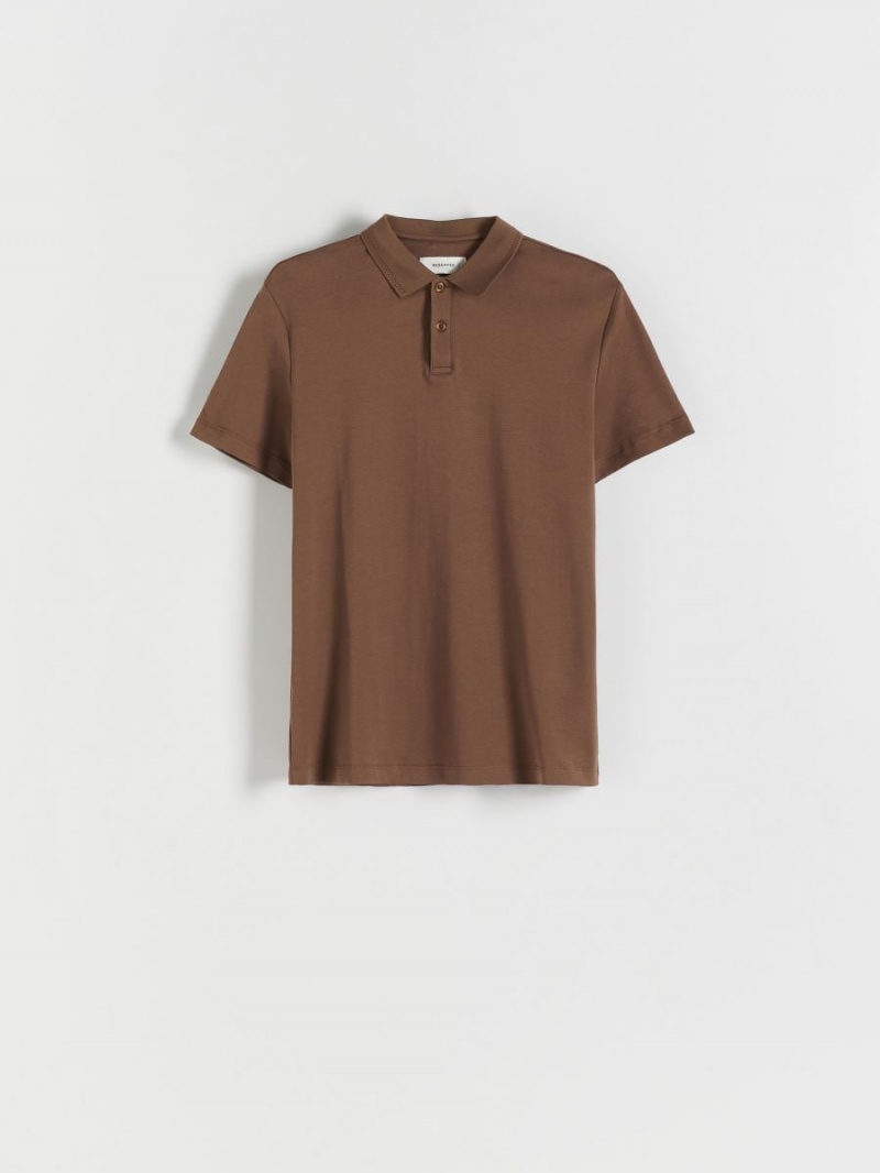 Reserved Slim fit polo shirt Brązowe | EFGZDAB-35