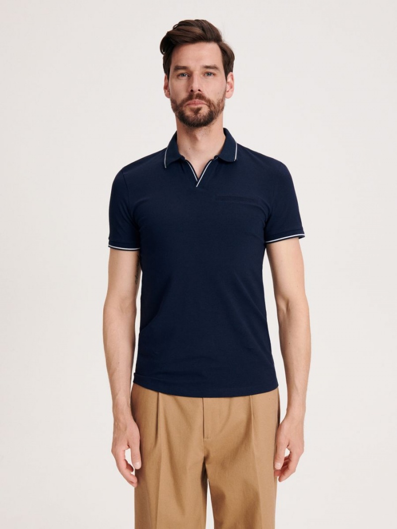 Reserved Slim fit polo shirt Granatowe | TKEJWZP-31