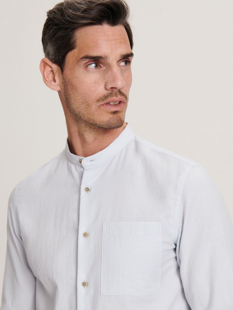 Reserved Slim fit shirt with stand up collar Niebieskie | LDEMVTB-30