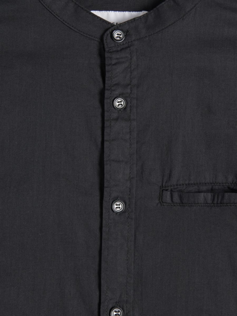 Reserved Slim fit shirt with stand up collar Czarne | DFOQIER-32