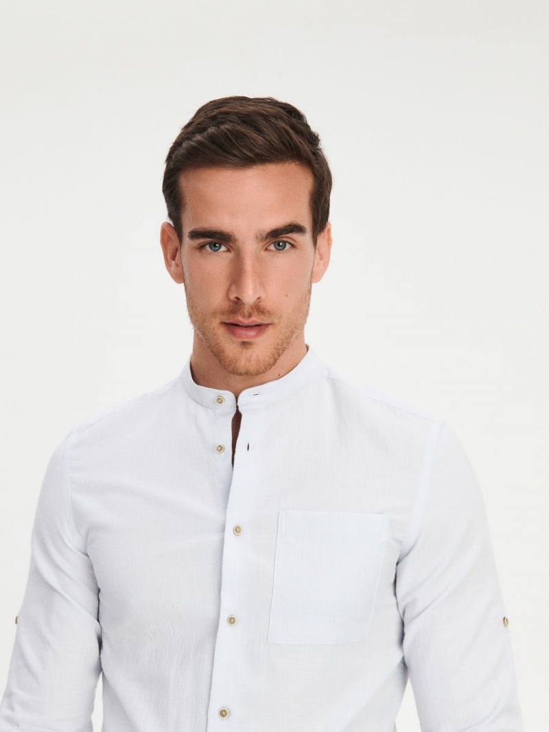 Reserved Slim fit shirt with stand up collar Niebieskie | NIFOCVZ-43