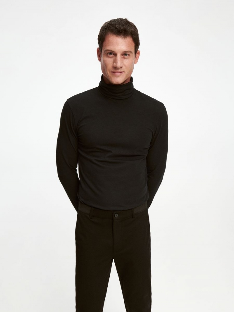 Reserved Slim fit turtleneck sweatshirt Czarne | SKNIWXZ-18