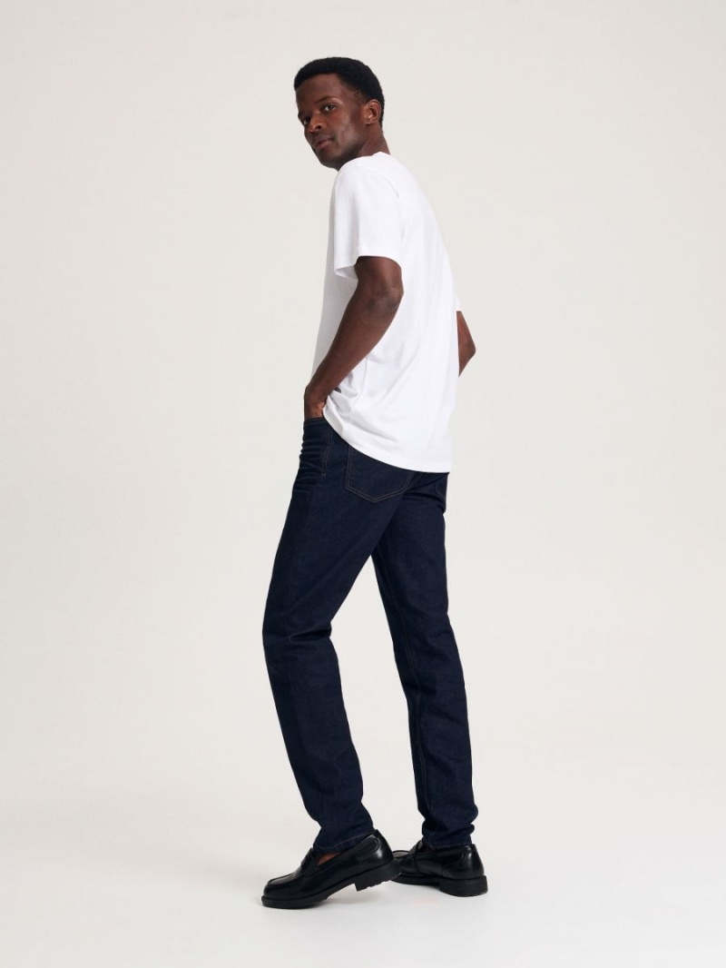 Reserved Slim jeans with wash effect Niebieskie | YHEKBZM-79