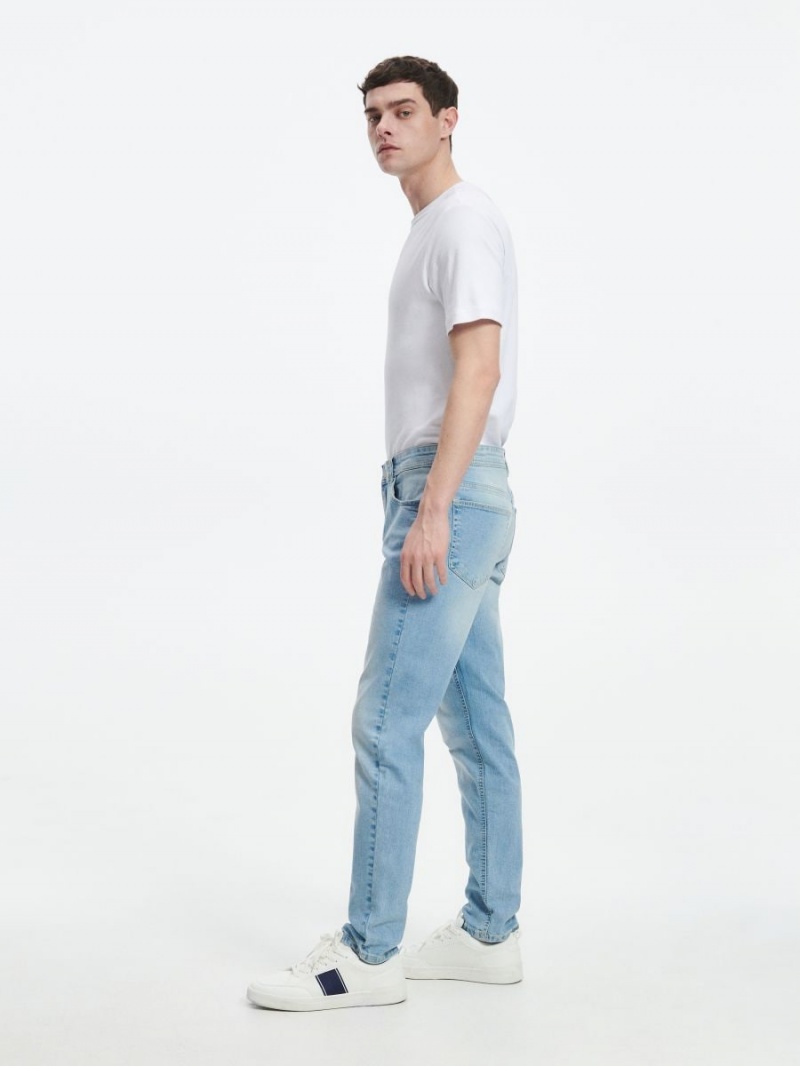 Reserved Slim jeans with wash effect Niebieskie | TGBQCZA-71