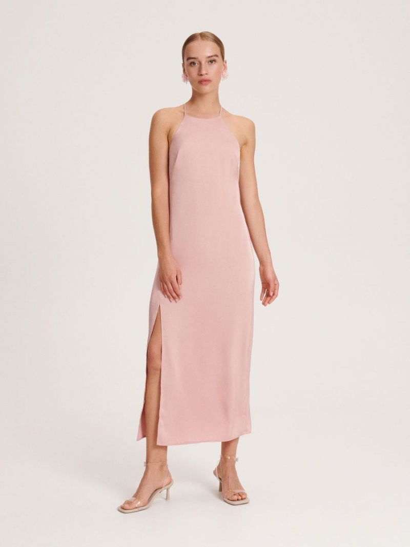 Reserved Slit dress Różowe | MLKVDFP-21