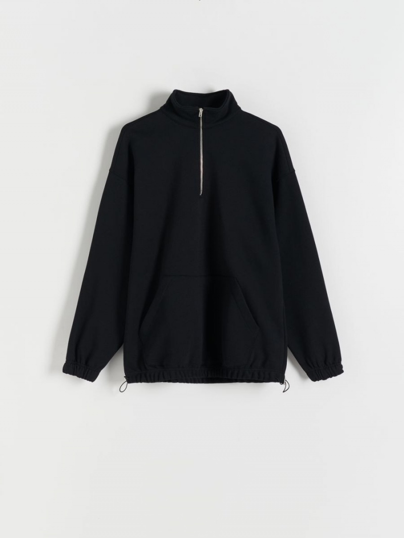 Reserved Sweatshirt with stand up collar Czarne | KIEQVLH-30