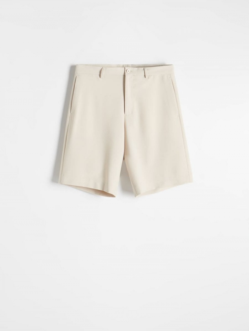 Reserved Szerokie leg shorts Beżowe | YFXTLKB-13