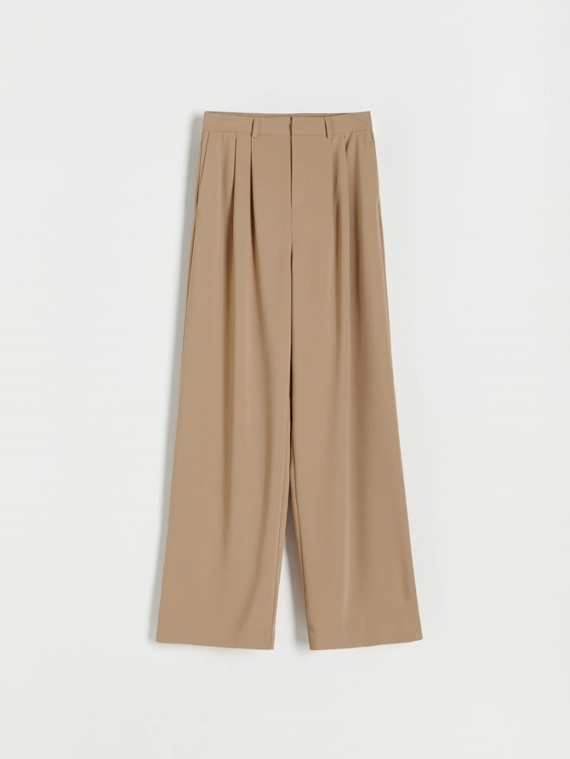 Reserved Szerokie leg trousers Beżowe | WCOHTGL-91