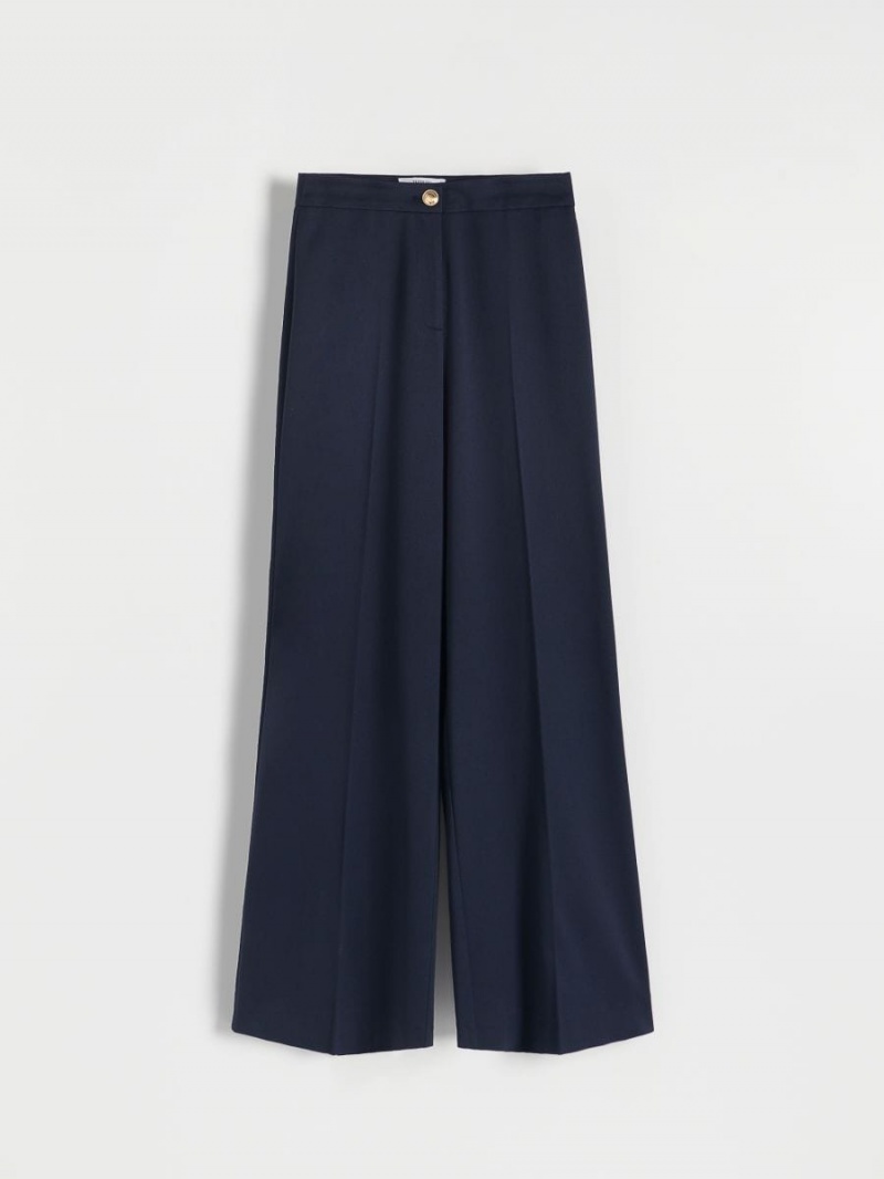 Reserved Szerokie leg trousers Granatowe | XEVNGPM-08