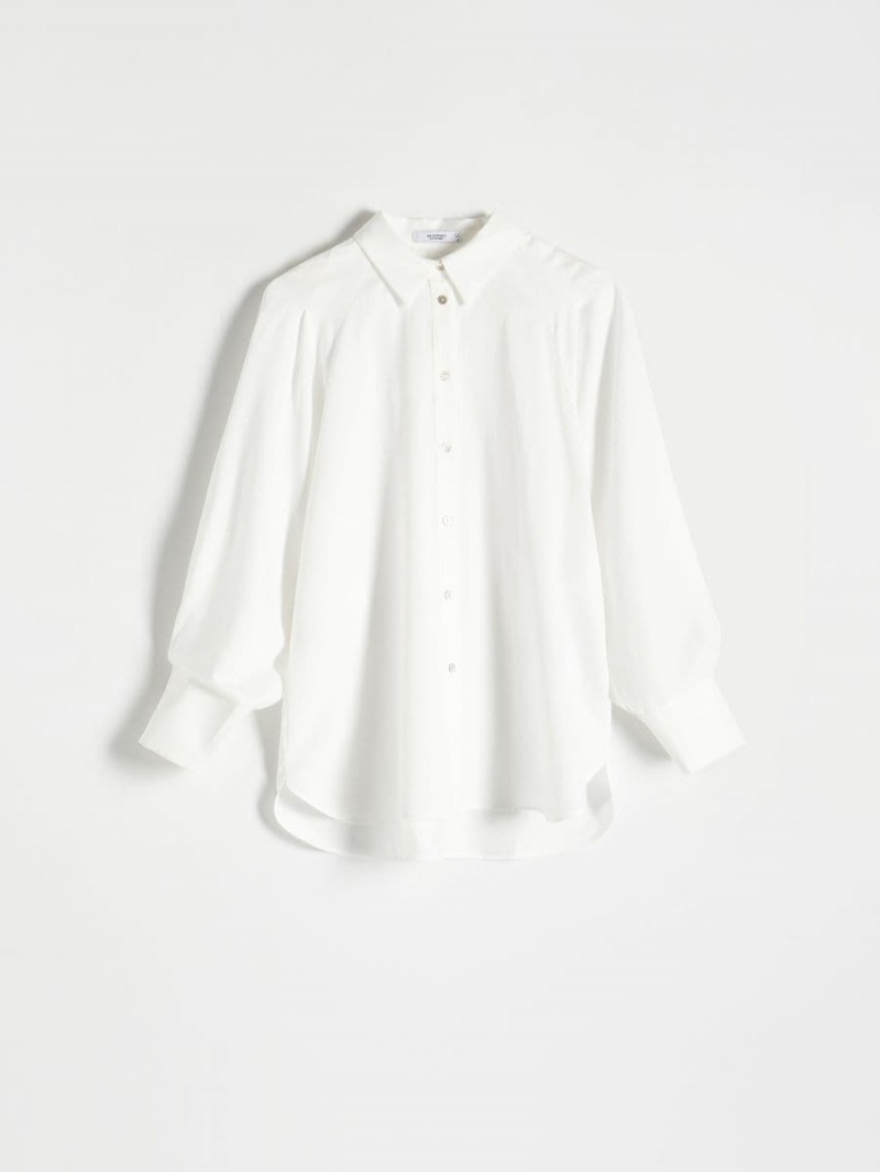 Reserved Tencel™Lyocell rich shirt Ivory | THKVYJP-94