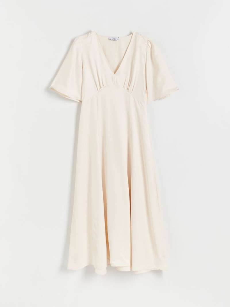 Reserved Tencel™ Lyocell dress Ivory | JGBDYKO-87