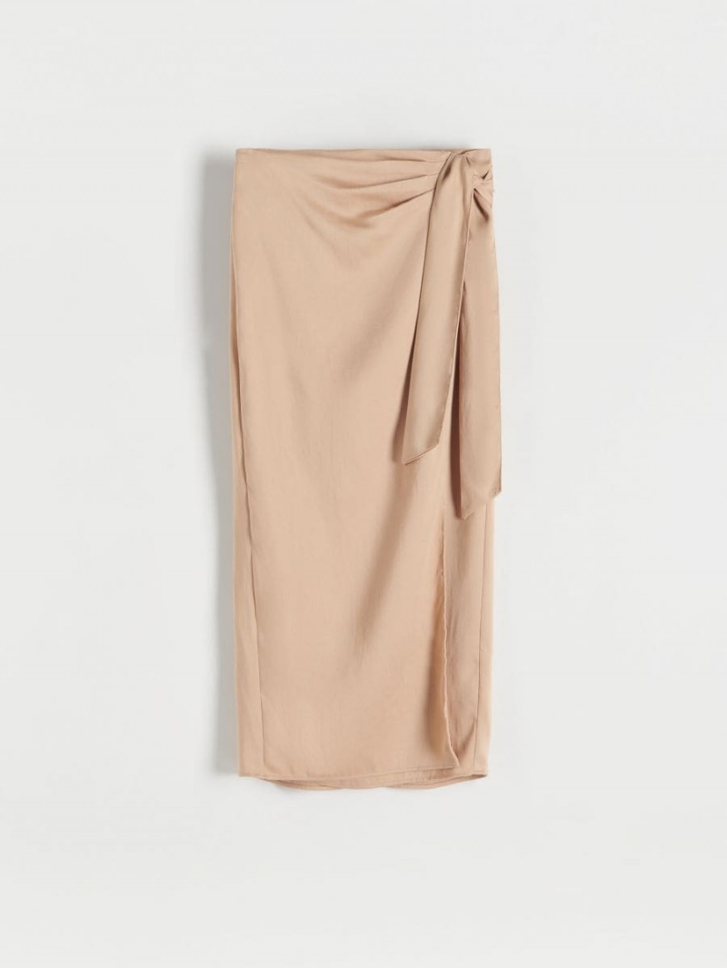 Reserved Tencel™ Lyocell rich wrap skirt Beżowe | SLEYDXB-14