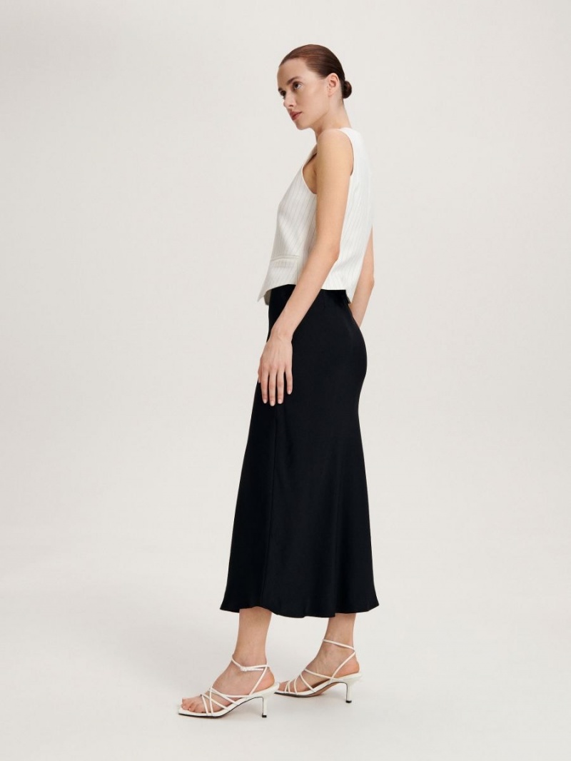 Reserved Tencel™ Lyocell skirt Czarne | ZOHMBSE-09