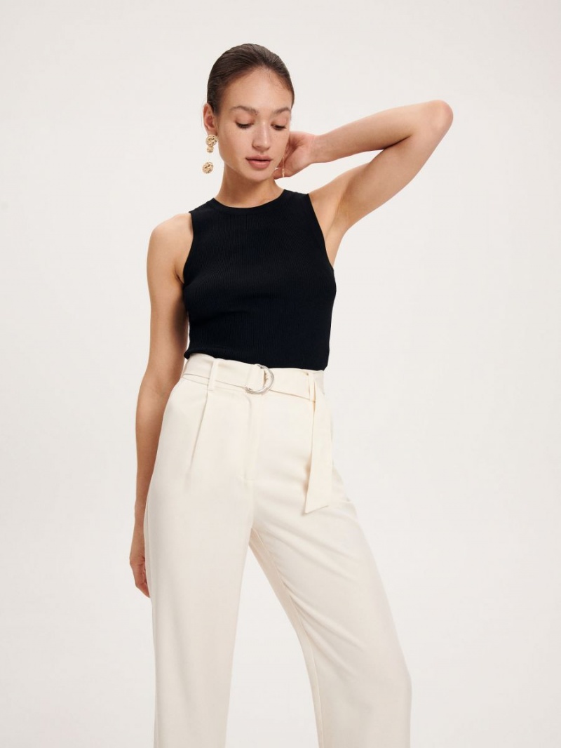 Reserved Tencel™ Lyocell trousers Ivory | CMTLGFU-36