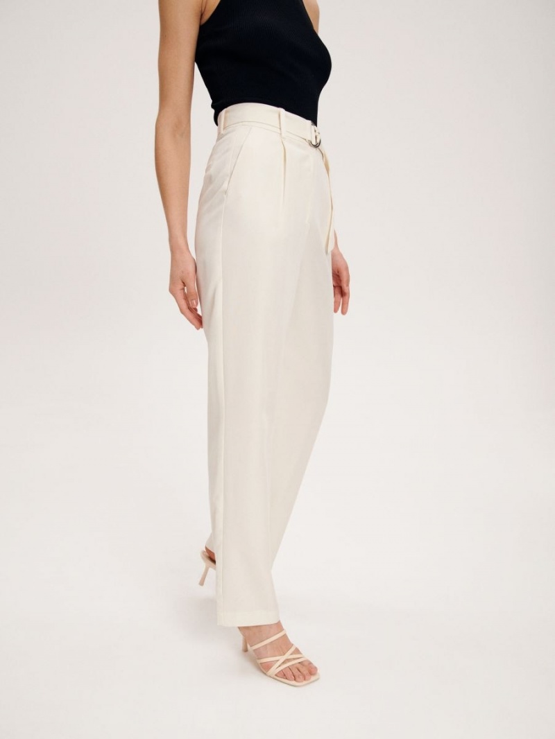 Reserved Tencel™ Lyocell trousers Ivory | CMTLGFU-36