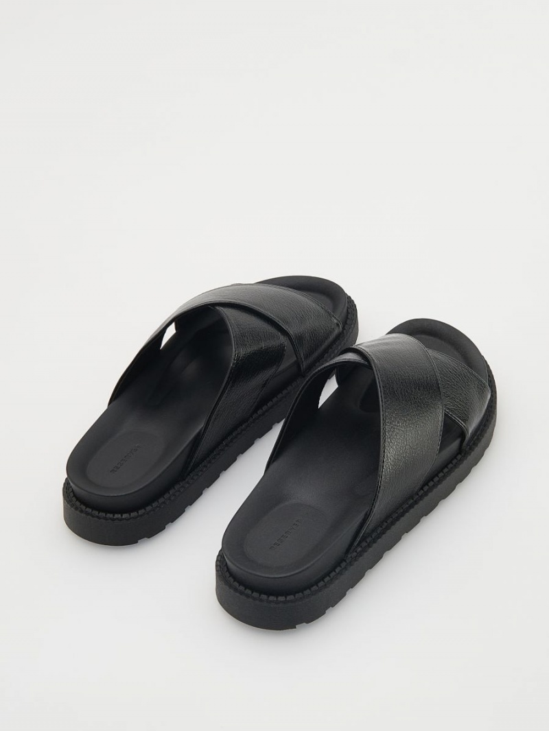 Reserved Thick sole sliders Czarne | GDLQZFV-35