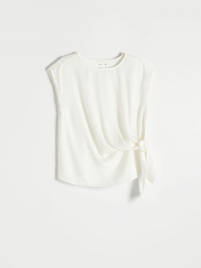 Reserved Tied T-shirt Ivory | KQWHIOE-30