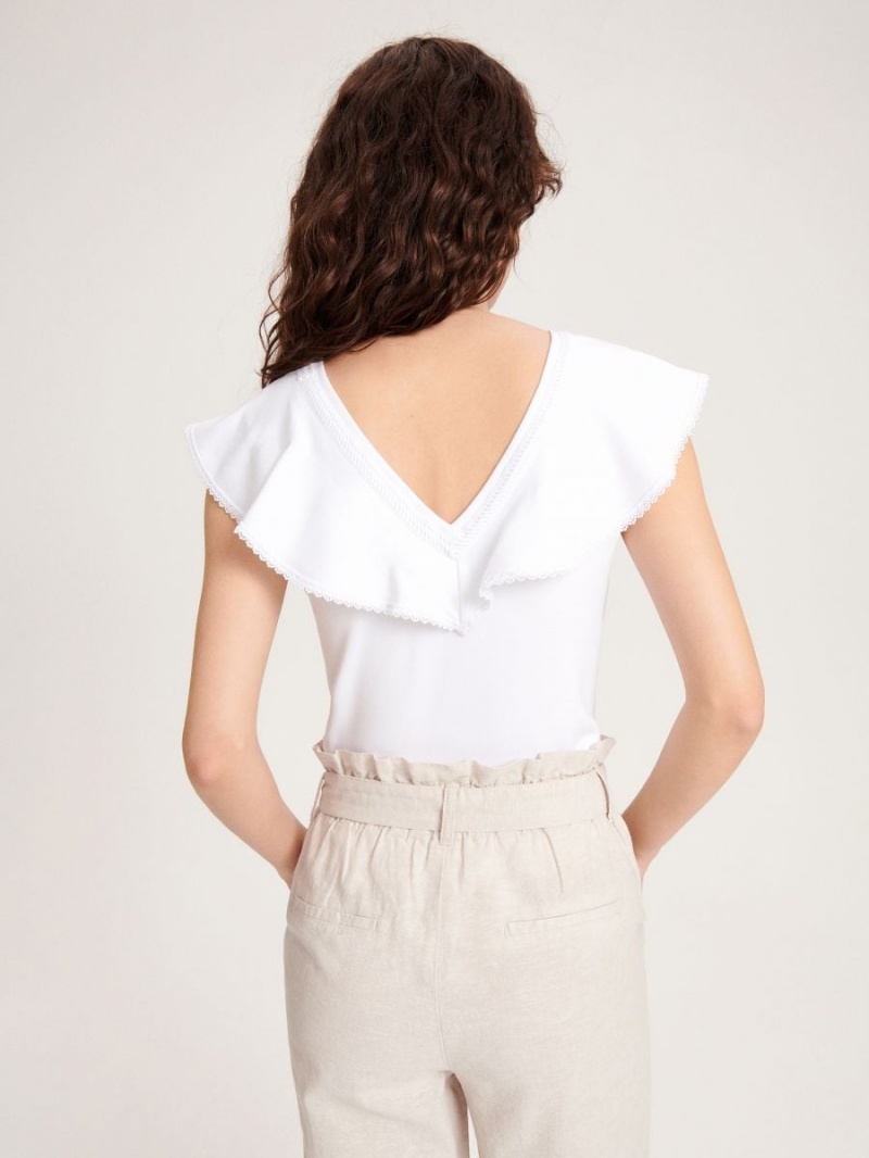 Reserved Top with ruffle detail Białe | VANHODS-82