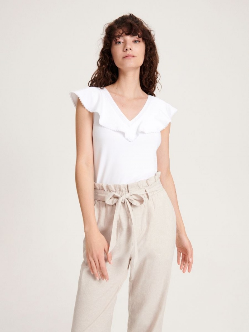 Reserved Top with ruffle detail Białe | VANHODS-82