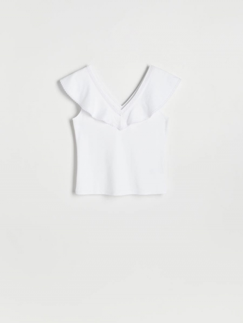 Reserved Top with ruffle detail Białe | VANHODS-82