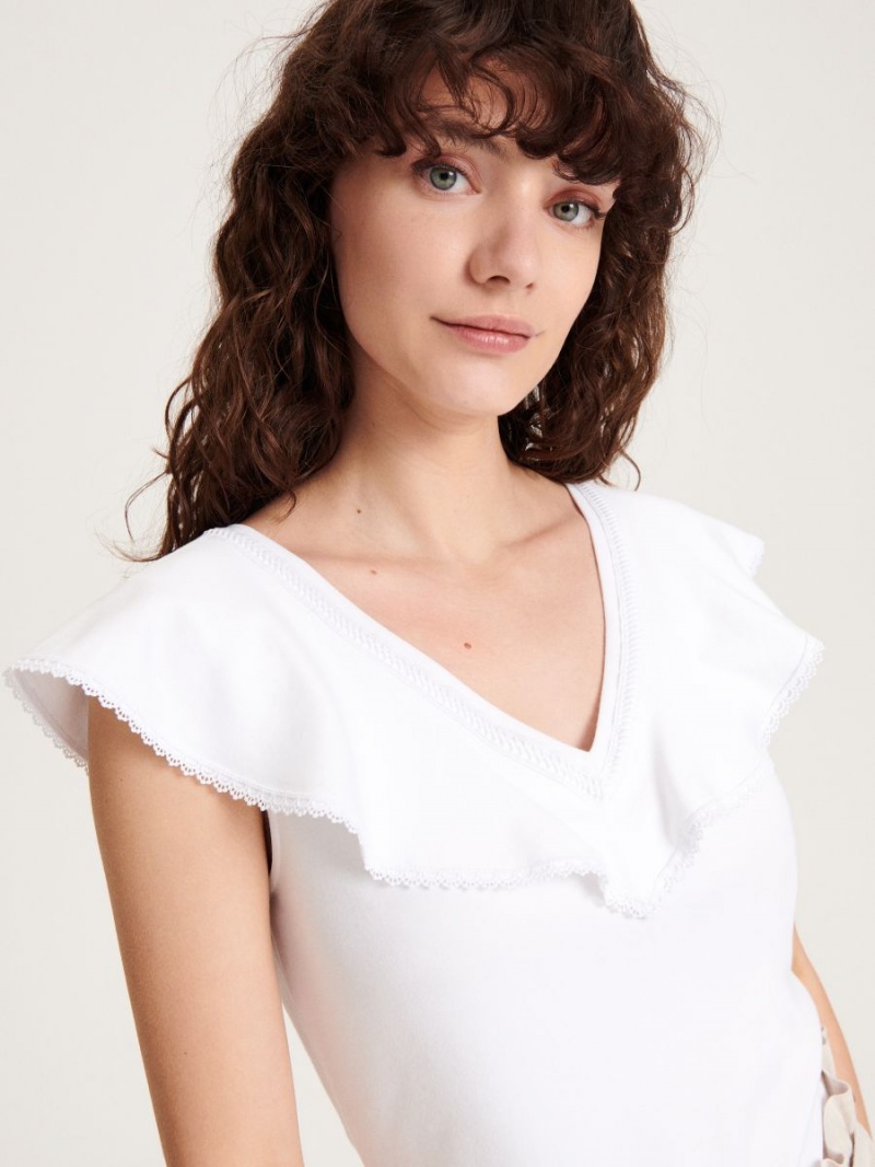 Reserved Top with ruffle detail Białe | VANHODS-82