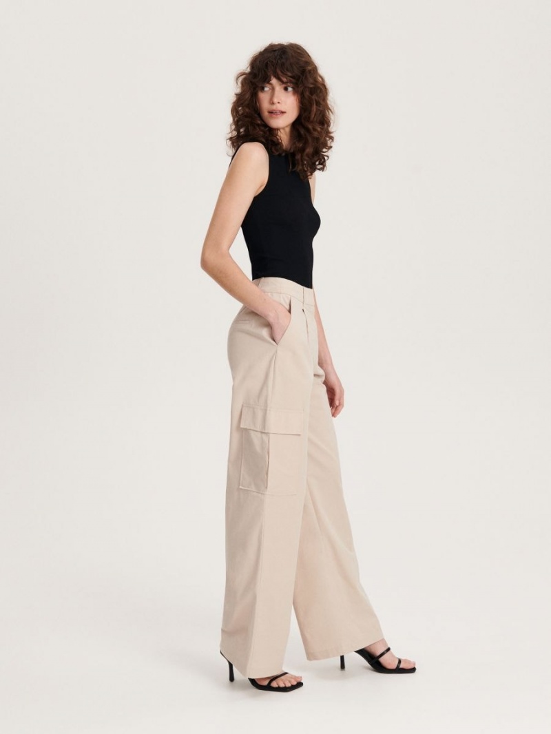 Reserved Trousers with cargo pockets Beżowe | QPUHLMI-38