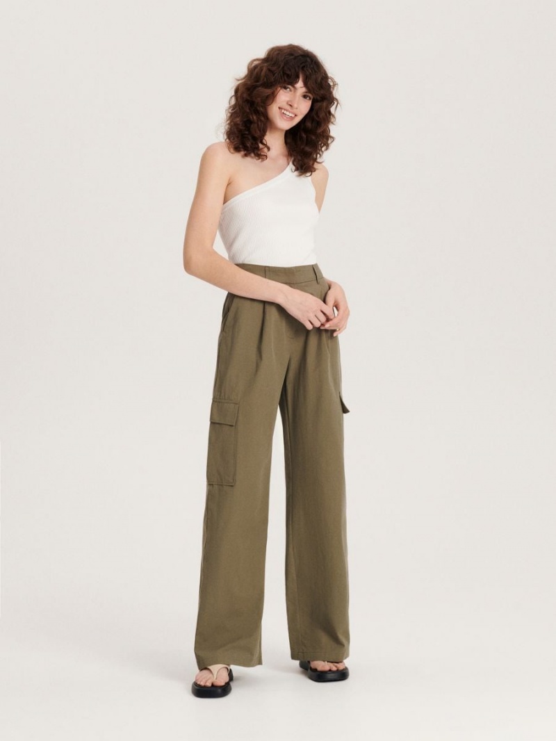 Reserved Trousers with cargo pockets Khaki | NSTHDQI-69