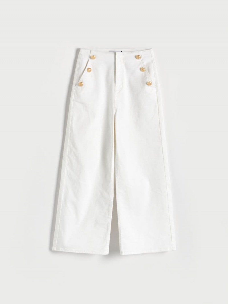 Reserved Trousers with decorative buttons Ivory | MLPXGOQ-35