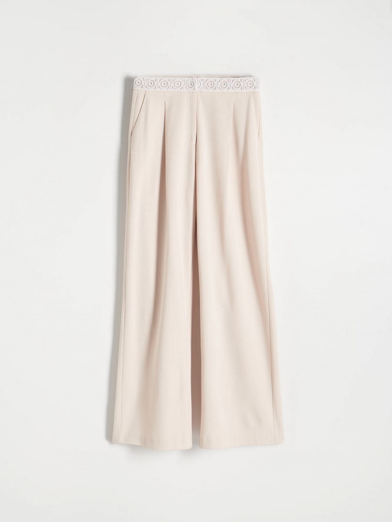 Reserved Trousers with decorative waistband Beżowe | XDMIAWH-85