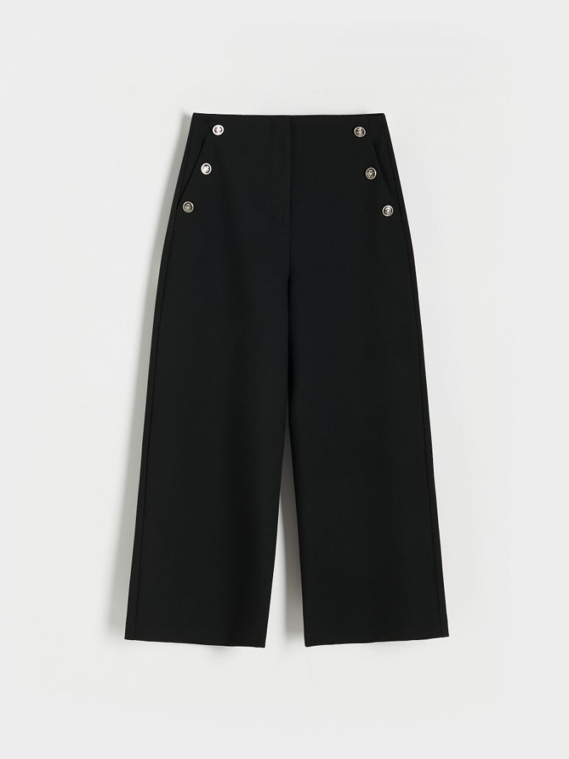 Reserved Trousers with ornament buttons Czarne | VERIHCL-80