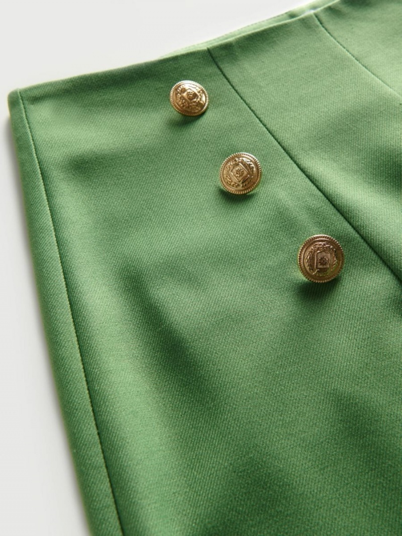 Reserved Trousers with ornament buttons Zielone | REYFTNC-70