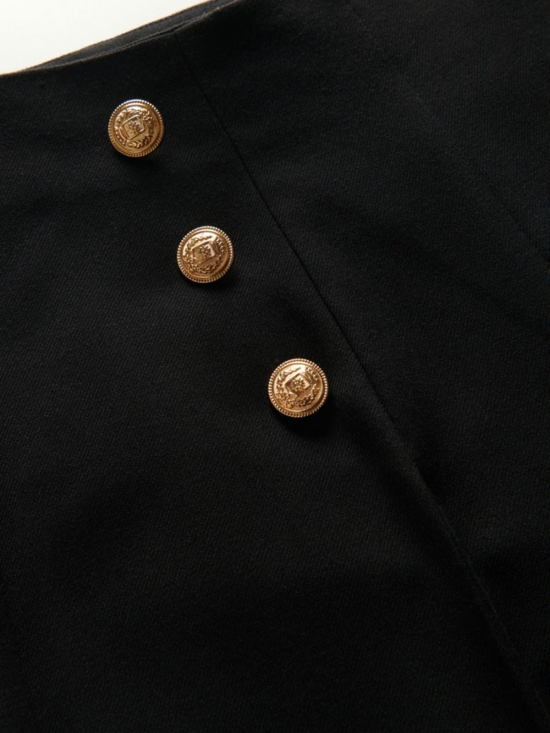 Reserved Trousers with ornament buttons Czarne | HIOUZPX-62