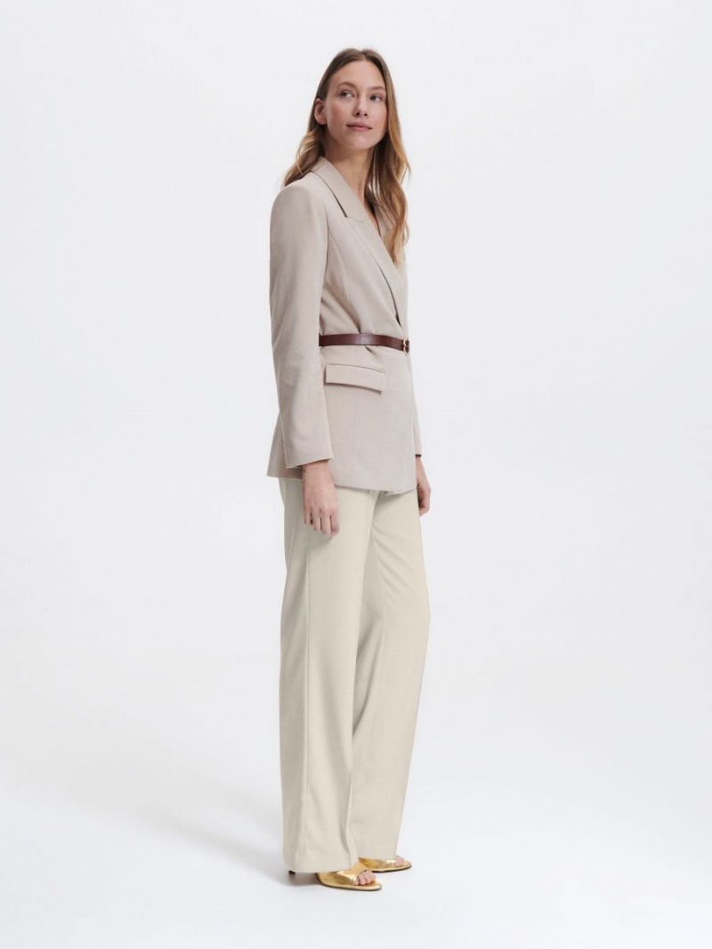 Reserved Trousers with pressed crease Beżowe | ONQCDWT-95