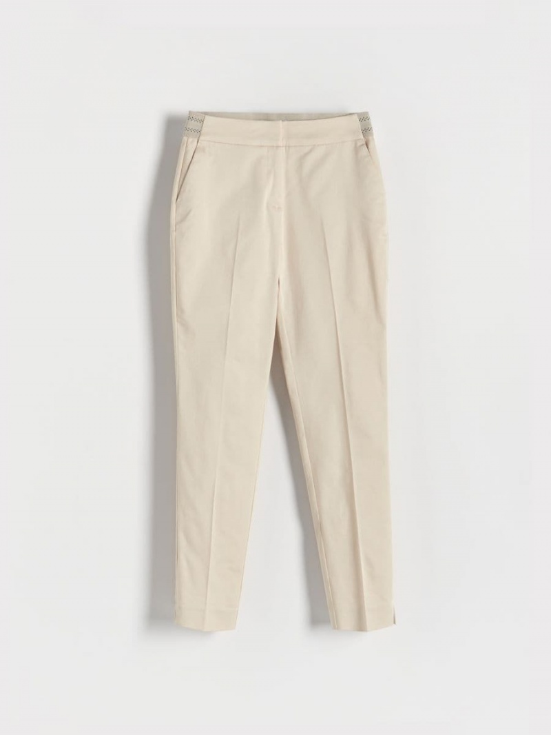 Reserved Trousers with pressed crease Beżowe | UYDKZGO-03