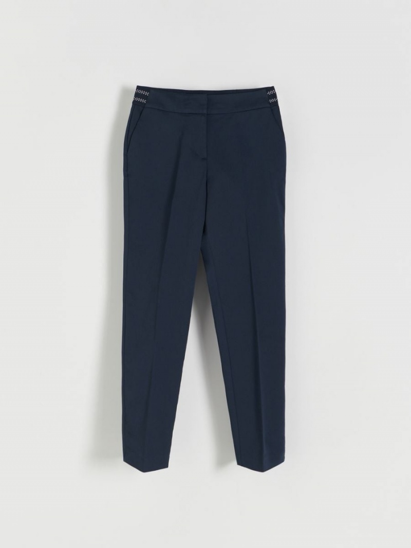 Reserved Trousers with pressed crease Granatowe | SQDTNPF-59