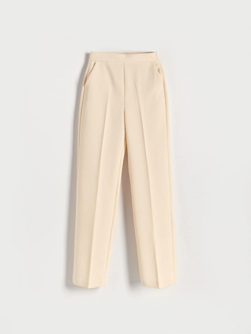 Reserved Trousers with pressed crease Ivory | IKFHSEC-28