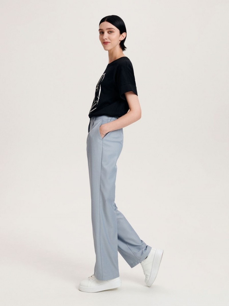 Reserved Trousers with pressed crease Niebieskie | OFDPGTS-84