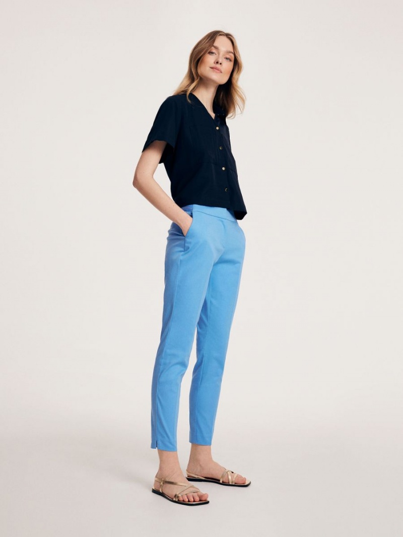 Reserved Trousers with pressed crease Niebieskie | WRZKLPB-62