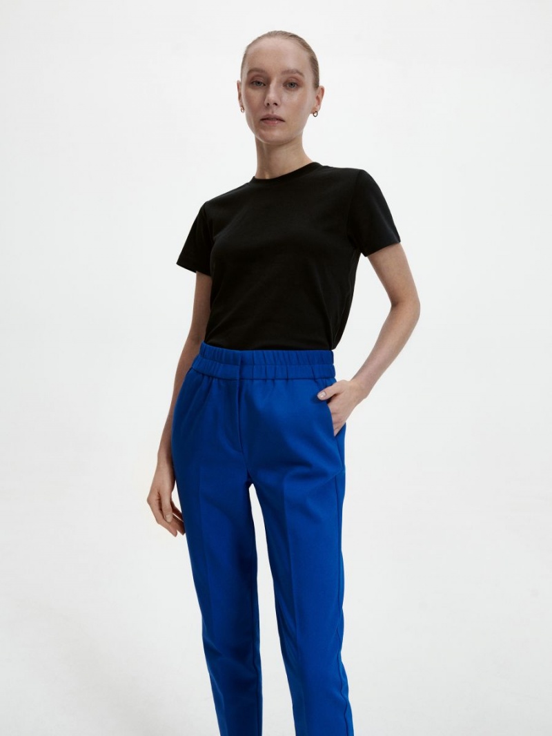 Reserved Trousers with pressed crease Niebieskie | EZOHGFB-94