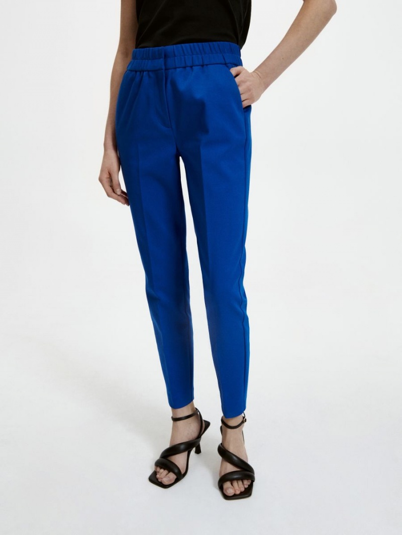 Reserved Trousers with pressed crease Niebieskie | EZOHGFB-94