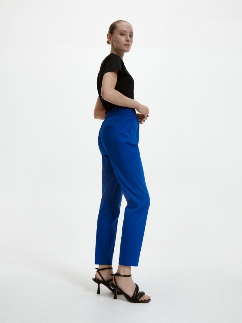 Reserved Trousers with pressed crease Niebieskie | EZOHGFB-94