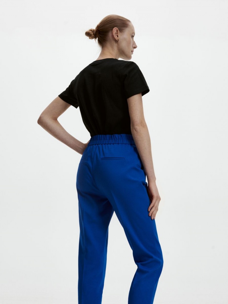 Reserved Trousers with pressed crease Niebieskie | EZOHGFB-94