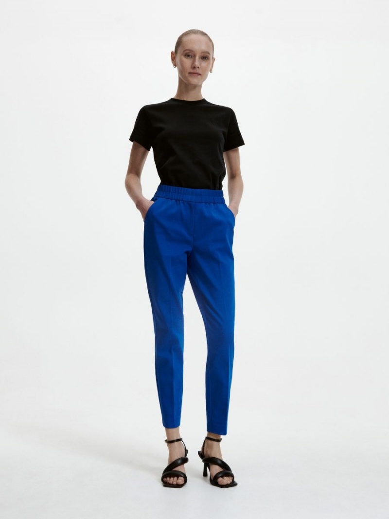 Reserved Trousers with pressed crease Niebieskie | EZOHGFB-94