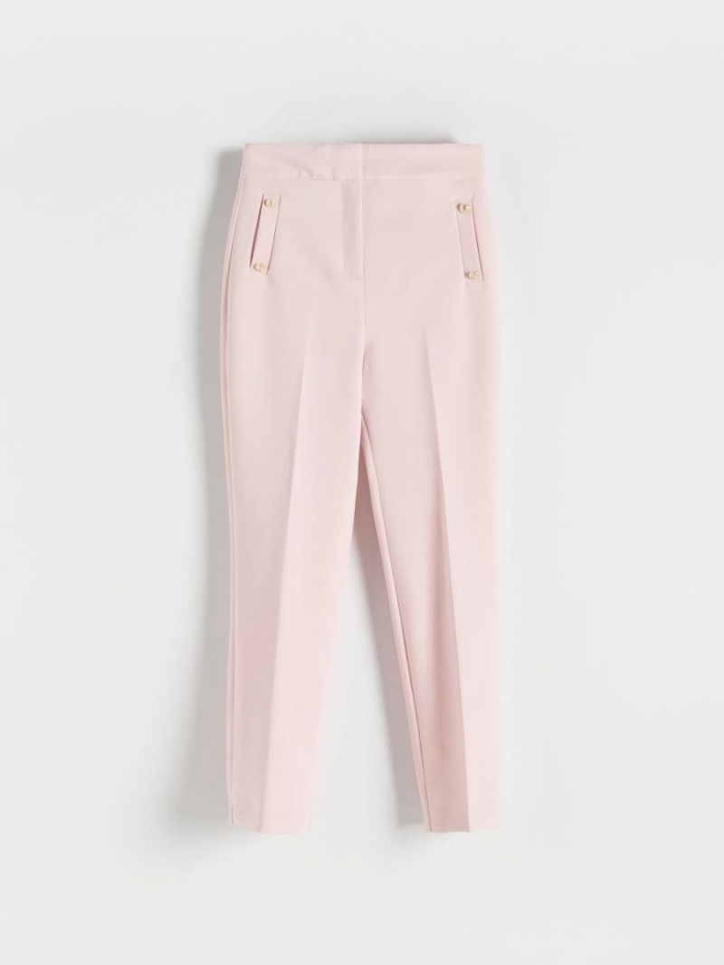 Reserved Trousers with pressed crease Różowe | ZGNEXVO-67